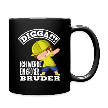 Sohn Nachwuchs Geburt Bruder - Tasse einfarbig - Schwarz - Rechts