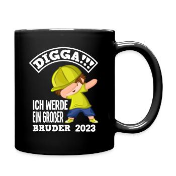 Sohn Nachwuchs Geburt Bruder 2023 - Tasse einfarbig - Schwarz - Rechts