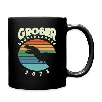 Dinosaurier Sohn Nachwuchs Bruder 2023 - Tasse einfarbig - Schwarz - Rechts