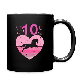 10th birthday girl ten 10 years horse Unicorn - Full Colour Mug - black - Right