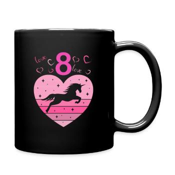 8th Birthday Girl Eight 8 Years Horse Unicorn - Full Colour Mug - black - Right