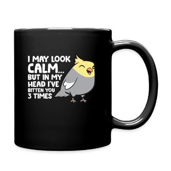 In My Head I've Bitten You 3 Times Funny Cockatiel - Full Colour Mug - black - Right