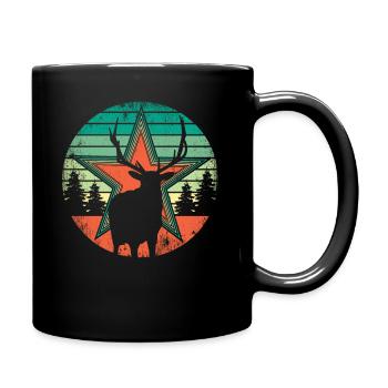Retro Hirsch Vintage Jäger Elch Jagd Berufsjäger - Tasse einfarbig - Schwarz - Rechts
