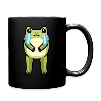 Cottagecore Kawaii Frosch Traurig Weinen Emoticon - Tasse einfarbig - Schwarz - Rechts