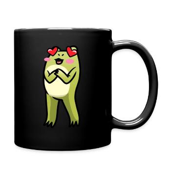 Cottagecore Kawaii Frosch In Liebe Emoticon - Tasse einfarbig - Schwarz - Rechts