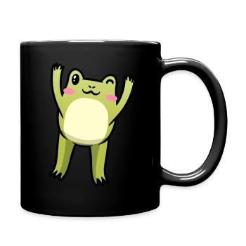 Cottagecore Kawaii Frosch Emoticon - Tasse einfarbig - Schwarz - Rechts