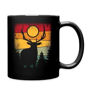 Retro Hirsch Vintage Jäger Elch Jagd Berufsjäger - Tasse einfarbig - Schwarz - Rechts