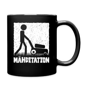 Mähditation Rasenmäher Gartenarbeit Lustig - Tasse einfarbig - Schwarz - Rechts