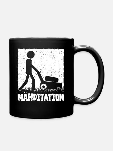 Mähditation Rasenmäher Gartenarbeit Lustig - Tasse einfarbig - Schwarz