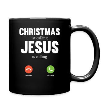 Christmas ist calling Jesus is calling T Shirt - Full Colour Mug - black - Right