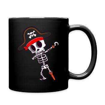 Dabbing Skeleton Pirate Pirates Spooky Halloween - Full Colour Mug - black - Right