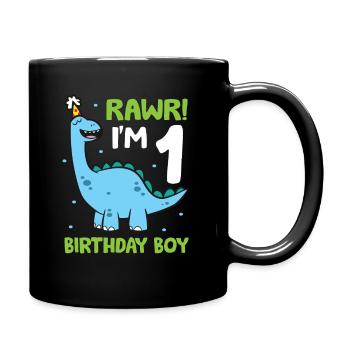 Rawr I'm 1 Geburtstagskind Dinosaurier - Tasse einfarbig - Schwarz - Rechts
