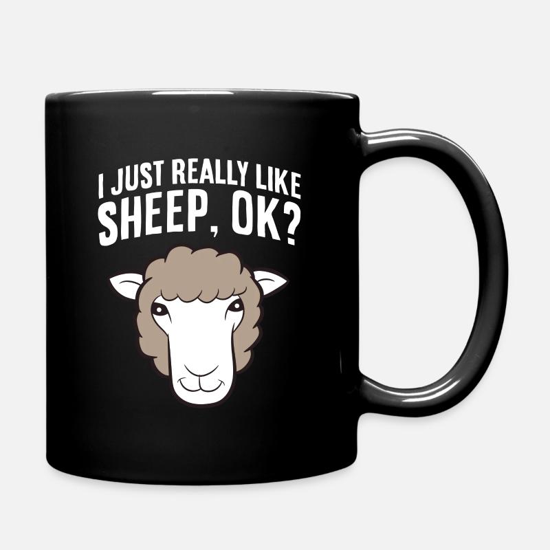 I Just Really Like Sheeps Ok? Lambs Cute Sheep - Full Colour Mug - black