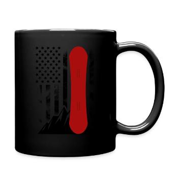 Snowboard American Flag - Full Colour Mug - black - Right