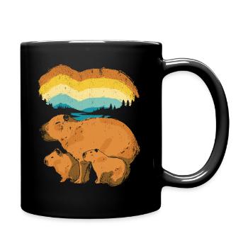 Retro Capybara With Sunglasses Vintage Capibara - Full Colour Mug - black - Right