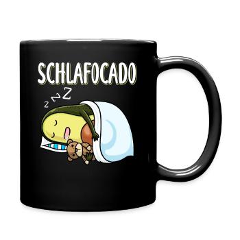 Schlafocado Schlafen Avocado Mit Plüschtier - Tasse einfarbig - Schwarz - Rechts
