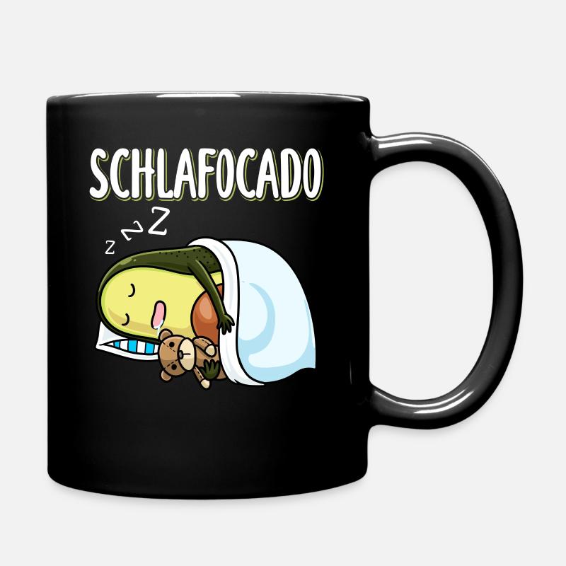 Schlafocado Schlafen Avocado Mit Plüschtier - Tasse einfarbig - Schwarz