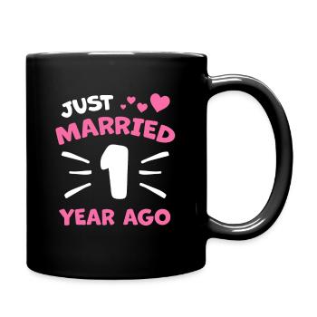 1. Hochzeitstag Ehepaar Geschenk - Tasse einfarbig - Schwarz - Rechts