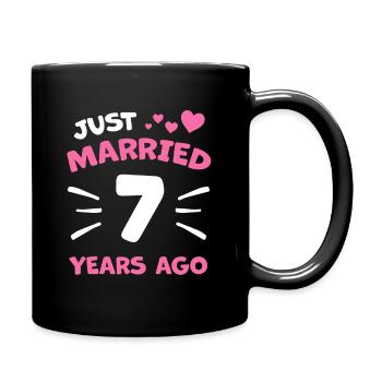 7. Hochzeitstag Ehepaar Geschenk - Tasse einfarbig - Schwarz - Rechts