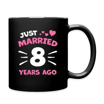 8. Hochzeitstag Ehepaar Geschenk - Tasse einfarbig - Schwarz - Rechts