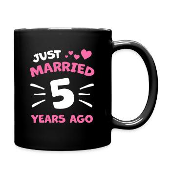 5. Wedding Anniversary Wooden Wedding Couple Gift - Full Colour Mug - black - Right