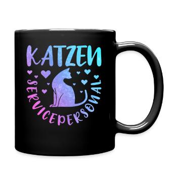Katzen Servicepersonal Katzenbesitzer - Tasse einfarbig - Schwarz - Rechts