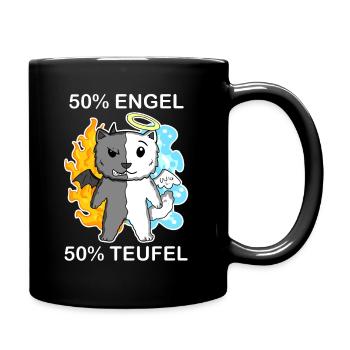 Katze Katzenrasse Perserkatze - Engel und Teufel - Tasse einfarbig - Schwarz - Rechts
