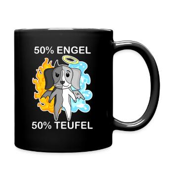 Hund Beagle - Engel und Teufel - Tasse einfarbig - Schwarz - Rechts