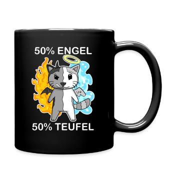 Katze Engel und Teufel - Tasse einfarbig - Schwarz - Rechts