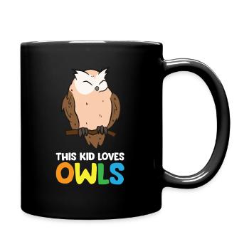 Dieses Kind liebt Eulen Jungen und Mädchen - Tasse einfarbig - Schwarz - Rechts