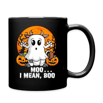 Moo I Mean Boo Ghost Cow Costume Cows Halloween - Full Colour Mug - black - Right