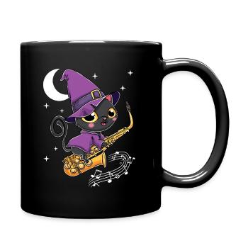 Saxophon Halloween Hexe Kawaii Scary Schwarze - Tasse einfarbig - Schwarz - Rechts