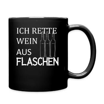 Ich Rette Wein Aus Flaschen - Tasse einfarbig - Schwarz - Rechts
