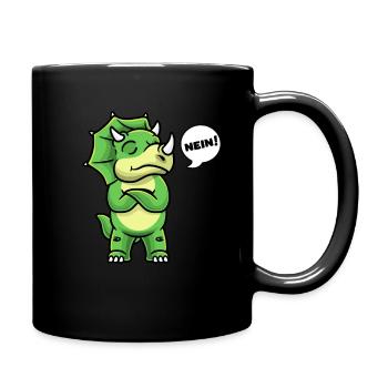 Sturer Triceratops Dinosaurier Nein Dino Jungen - Tasse einfarbig - Schwarz - Rechts