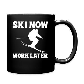 Ski now travailler plus tard - Mug uni - noir - Droite