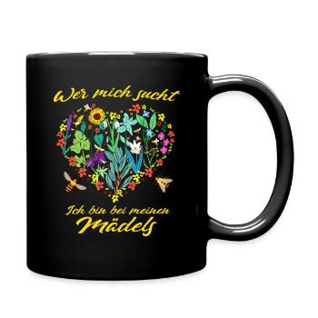 Bin bei meinen Mädels Bienen Honig Imker Imkerei - Tasse einfarbig - Schwarz - Rechts