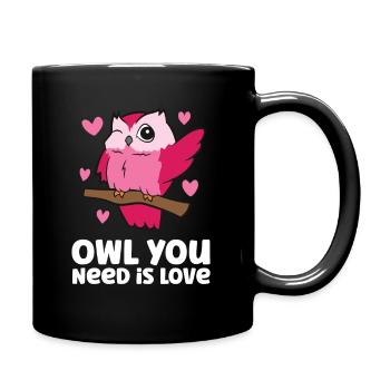 Eule Sie brauchen Liebe Niedliche Eule - Tasse einfarbig - Schwarz - Rechts