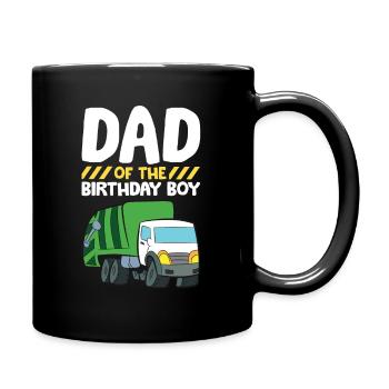 Dad Of The Birthday Boy Garbage Truck Birthday - Full Colour Mug - black - Right