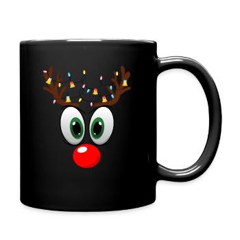 Funny Reindeer Face - Full Colour Mug - black - Right