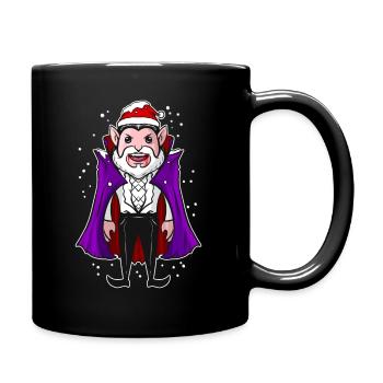Cute Kawaii Vampire in Snow wearing Santa Hat - Full Colour Mug - black - Right
