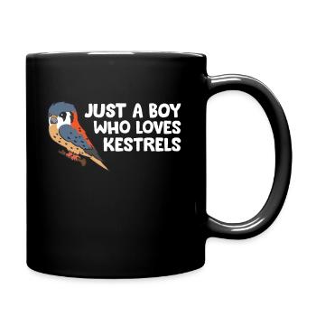 Just a Boy Who Loves Kestrels - Full Colour Mug - black - Right