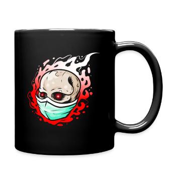Flaming Skull Wearing A Face Mask For Halloween - Tasse einfarbig - Schwarz - Rechts