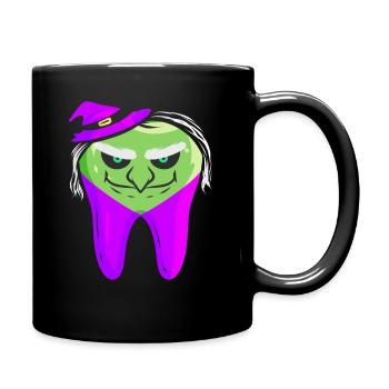 Evil Green Witch Tooth For Dentist On Halloween - Full Colour Mug - black - Right