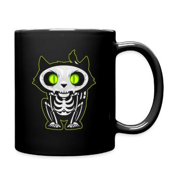 Scary Cat Skeleton With Glowing Eyes For Halloween - Full Colour Mug - black - Right