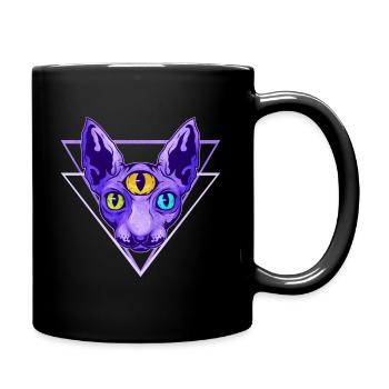 Vintage Vaporwave Purple Sphinx Cat With Third - Tasse einfarbig - Schwarz - Rechts