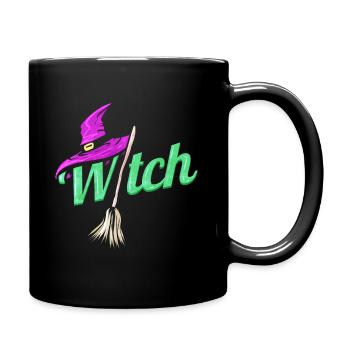 Witch Costume With Hat And Broom For Halloween - Tasse einfarbig - Schwarz - Rechts