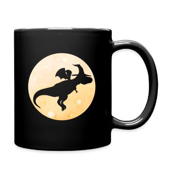 A Magic Dragon With Hat Flying By The Moon On - Tasse einfarbig - Schwarz - Rechts