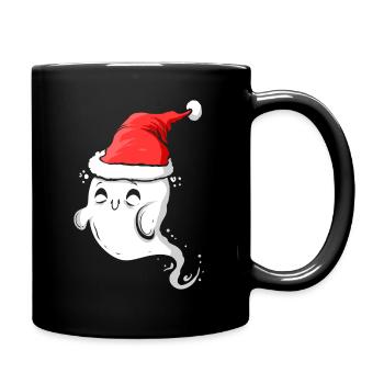 Cute Ghost Wearing Santa Hat Christmas Halloween - Tasse einfarbig - Schwarz - Rechts