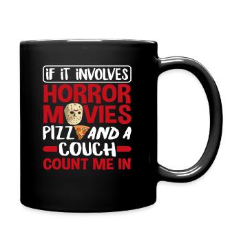 Horror Movies Pizza Movie Night - Full Colour Mug - black - Right