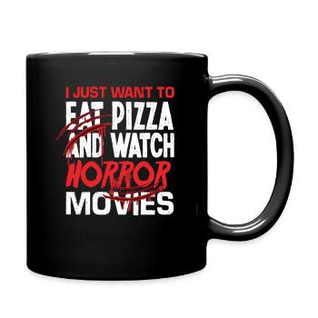 Horror Movies Pizza Food - Full Colour Mug - black - Right